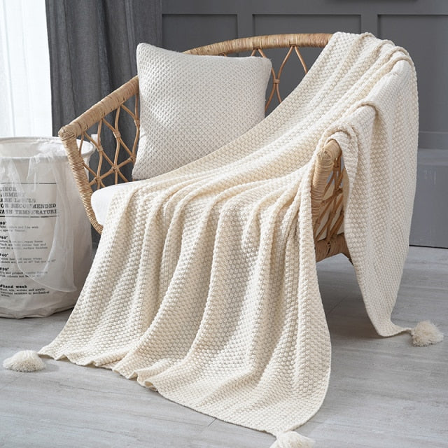 'Gopy' Hand-knitted Blanket-Blankets-Beige B-150x200cm-Blanket, Cushion-Artes Designs