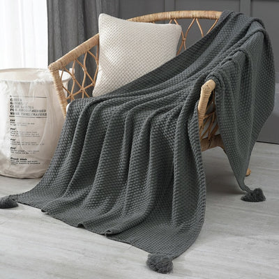 'Gopy' Hand-knitted Blanket-Blankets-Dark Gray-130x170cm-Blanket, Cushion-Artes Designs